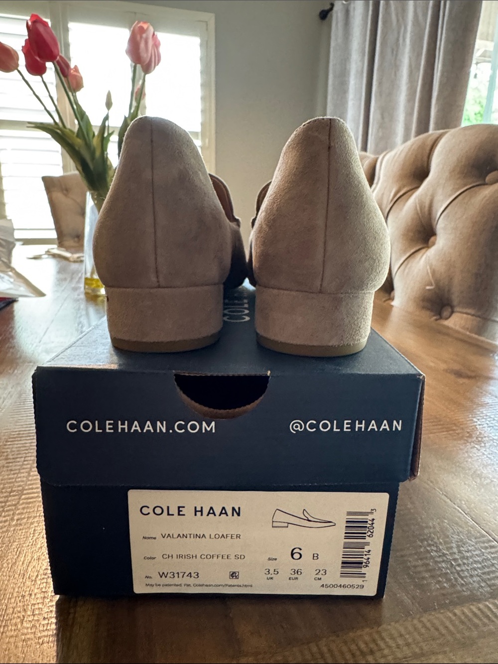Cole Haan Taupe Suede Pointed-Toe Loafers - Picture 6 of 6